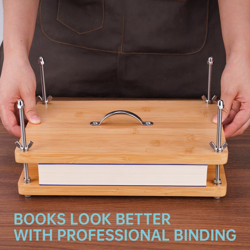 Book Press Binding Kit for Notebooks & Document Repair - Bamboo Tool Set with Handles