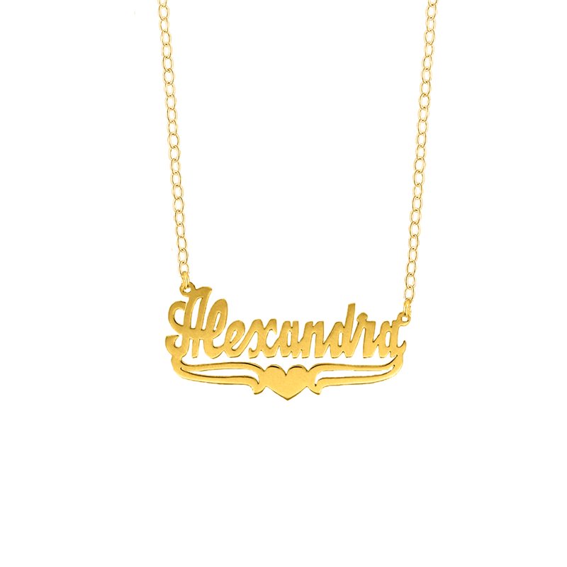 Personalized Name Necklace with Heart & Tail - Customizable Pendant for Women