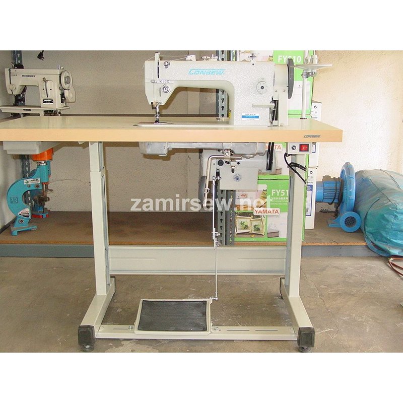 Consew P1206RB Needle Feed Industrial Sewing Machine with Table for Heavy-Duty Upholstery