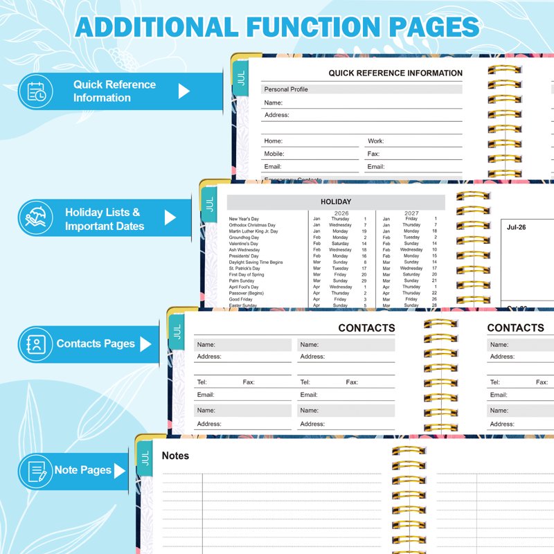 Academic Planner 2026-2027 Weekly Monthly Organizer with Tabs & Elastic Closure