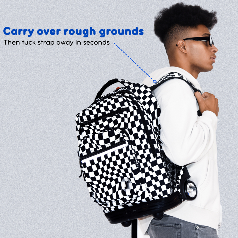 20-Inch Unisex Rolling Laptop Backpack with Multiple Compartments - Tribal Pattern