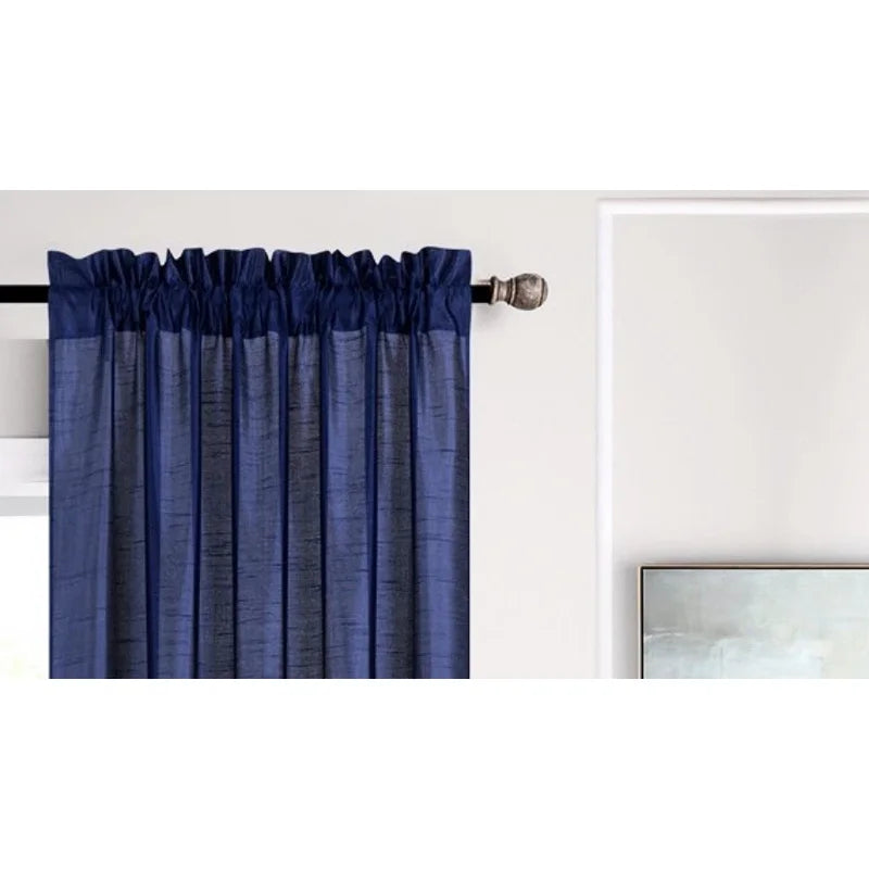 Semi-Sheer Faux Silk Window Curtains 2-Pack - Navy, Red, Pink & More