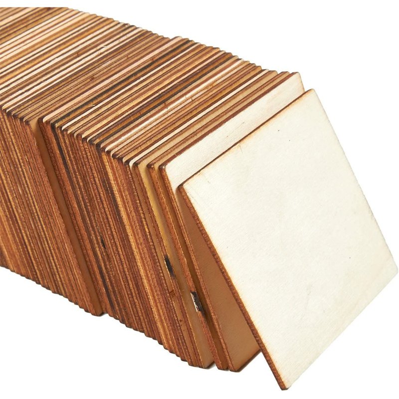 Unfinished Wood Squares Craft Supplies - 3x3 Inches, 60-Pack for Painting & Engraving
