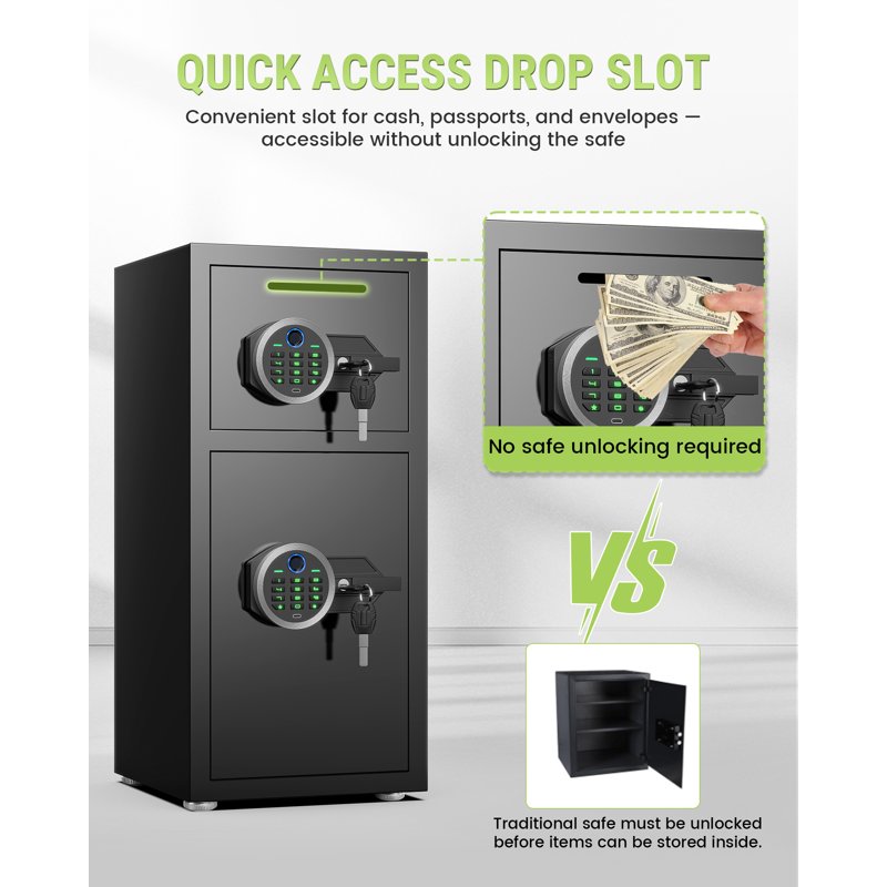 Heavy Duty Digital Safe Box with Dual Alarm System & Deposit Slot