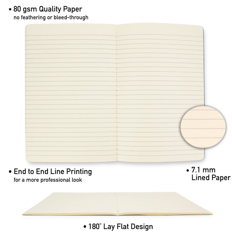 A5 Soft Cover Paper Journal Notebook Set - 6 Pack, 5.5 x 8.3 Inches, Multiple Colors