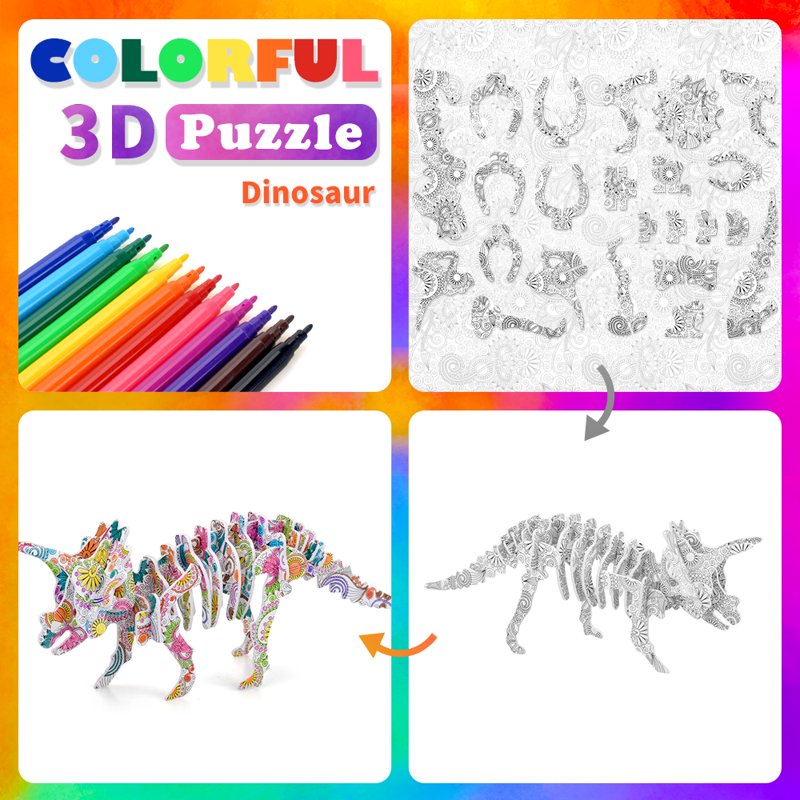 3D Art & Craft Puzzle Kit for Kids Girls Boys - Painting & Coloring Set