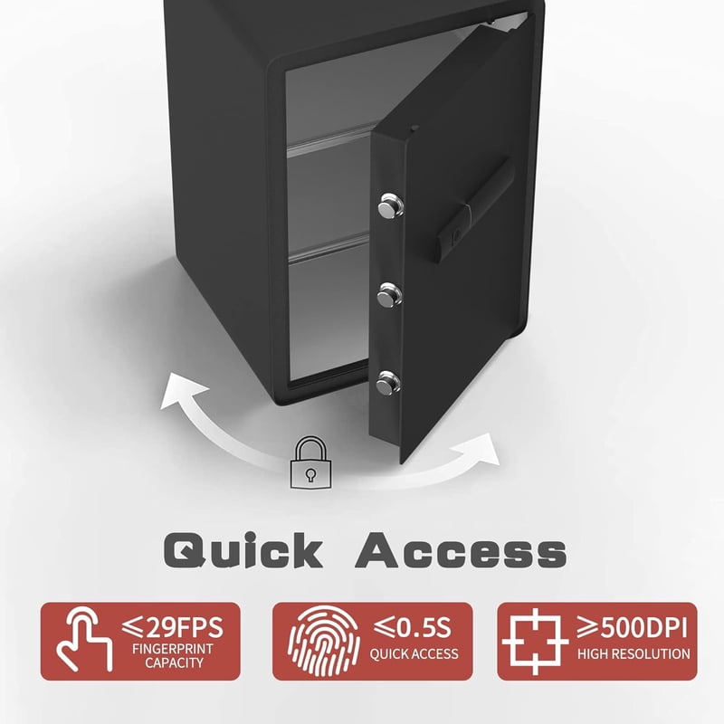 Biometric Fingerprint Safe Box with LED Light and Removable Shelf for Home and Office Security