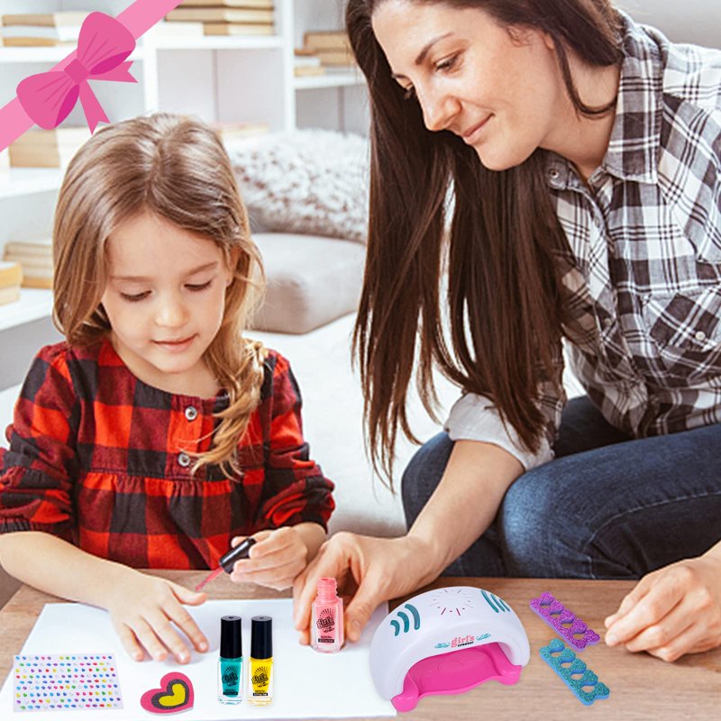Kids Nail Polish Set for Girls Non-Toxic Manicure Salon Kit Gift Age 6-12