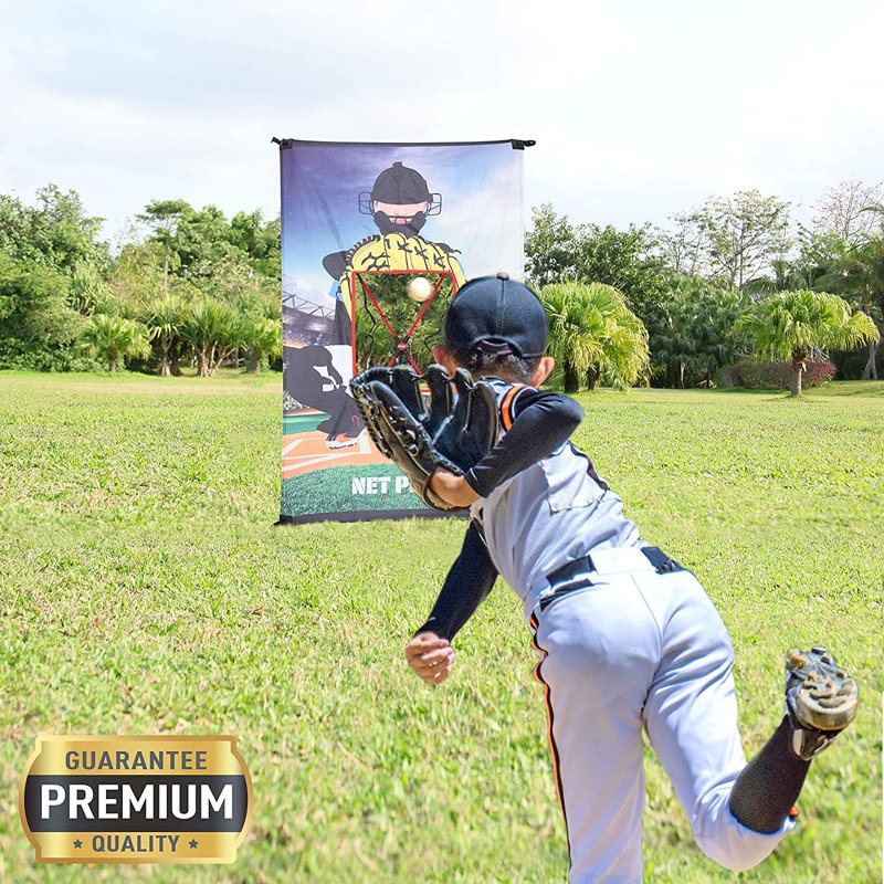 Junior Baseball Softball Pitching Trainer Combo Rebound Net & Target Panel