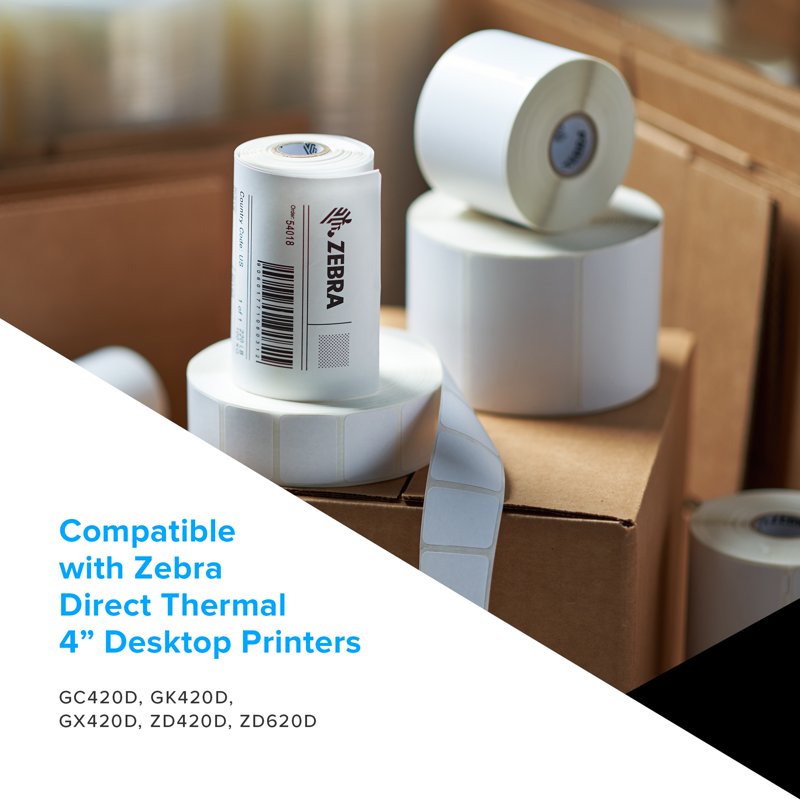 Zebra 4x1 Thermal Labels 2000D Shipping Labels - 6 Rolls, Permanent Adhesive