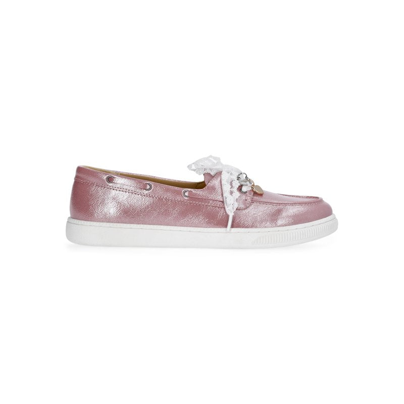 Girls Lace Boat Shoes - Stylish Slip-On Sneakers for Little & Big Girls