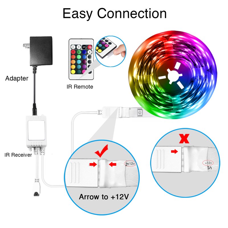 50FT RGB LED Strip Lights with Music Sync & Phone App Control