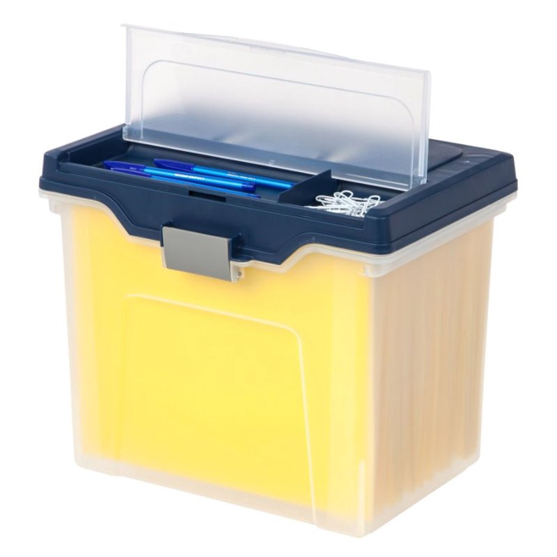Large Mobile File Box with Lockable Lid - Letter Size, Clear Blue