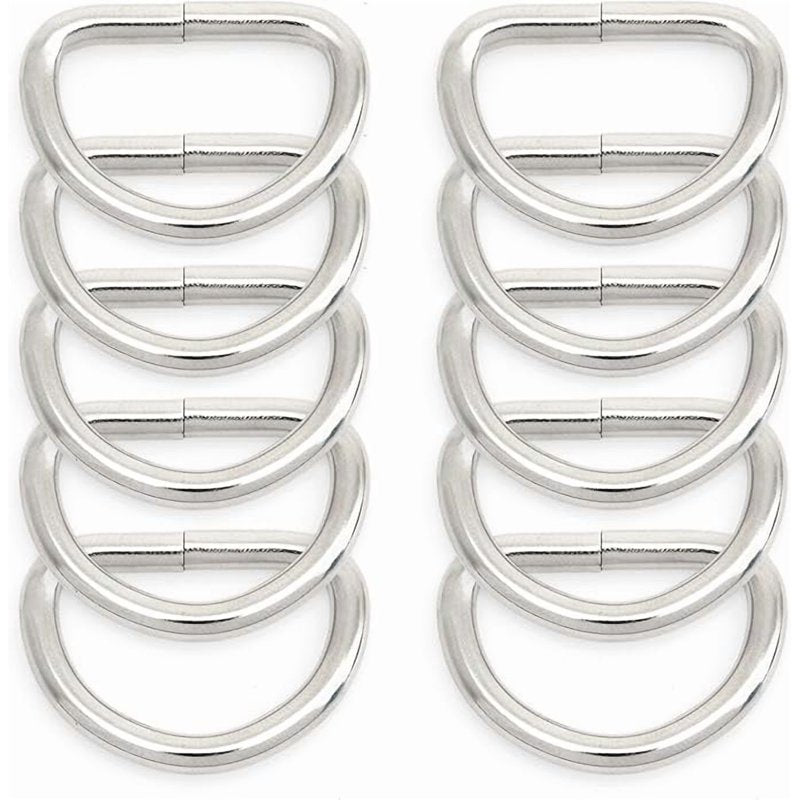 Metal D-Rings 3/4 Inch for Bags Belts Lanyards DIY Craft Accessories - Silver