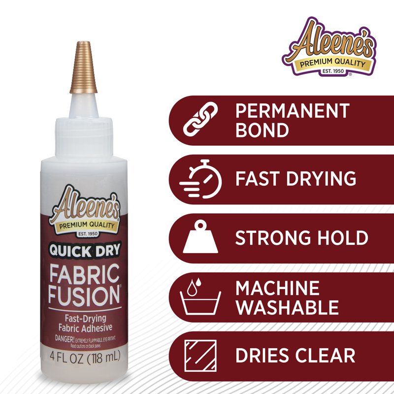 Quick Dry Fabric Glue - Permanent, Washable Adhesive for Textiles 4oz