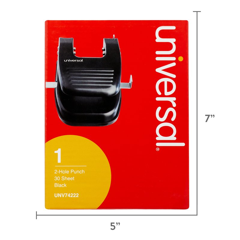 Universal 30-Sheet Two-Hole Punch 9/32 Inch Holes Black Office Paper Punch