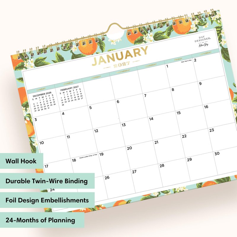 Blue Sky 2027-2028 Wall Calendar - 24 Months Monthly Planner, 11x8.75"