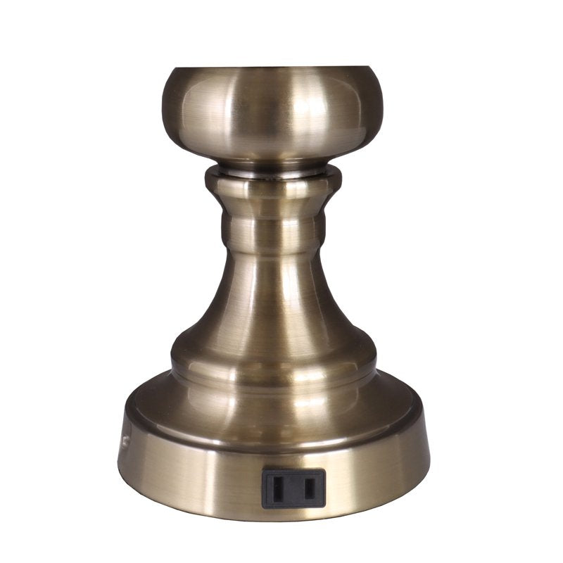 Table Lamp Base with AC Outlet - Brass Finish, 18.75 Inch Modern Desk Light