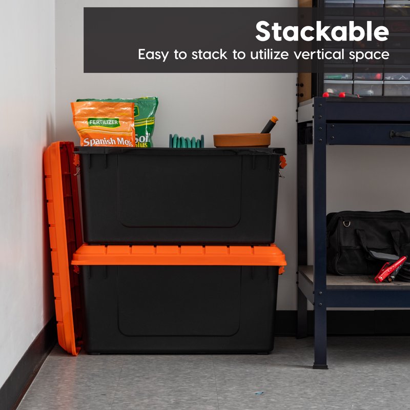 Heavy-Duty 22 Gallon Plastic Storage Bin with Lid - 2 Pack
