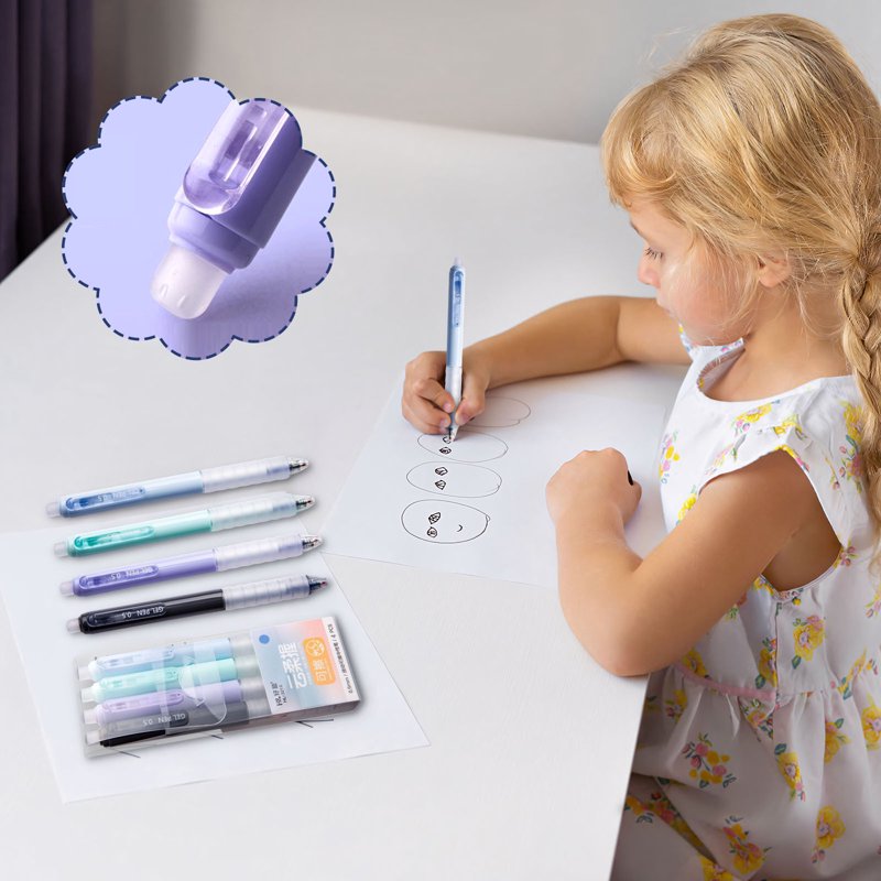 Erasable Gel Pen Refills 0.5mm Retractable Black & Blue Ink Comfortable Grip
