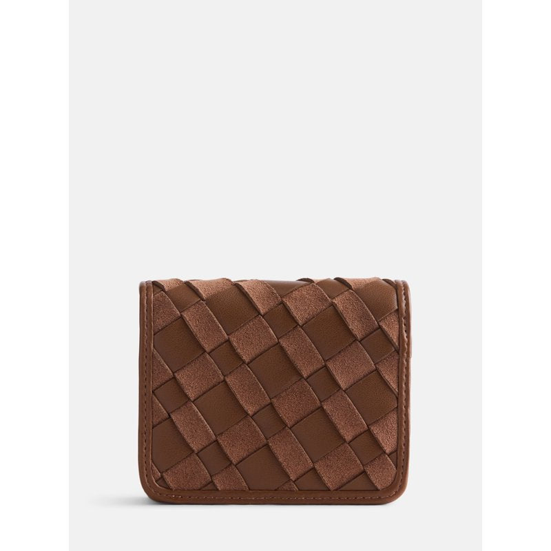 Women's Woven Bifold Wallet with Snap Closure and Removable Pouch