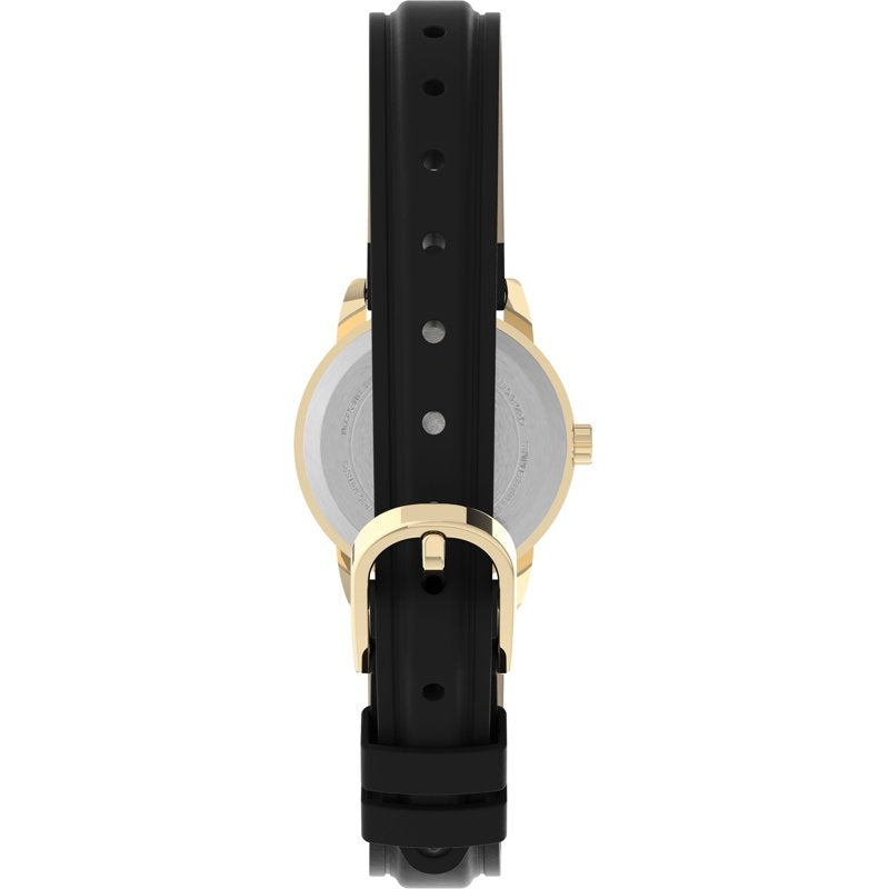 Casual Women's Watch with Leather Strap and Date Function - Black/Gold/White