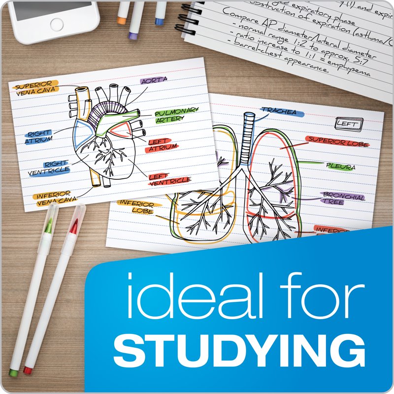 Oxford 3x5 Ruled Index Cards Pack - White, 300 Durable Study Cards