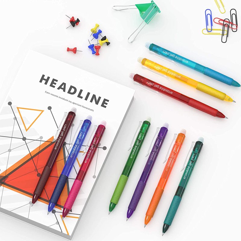 Erasable Gel Pens Set - 22 Bright Colors, Retractable Fine Point, Mistake-Free Writing and Drawing