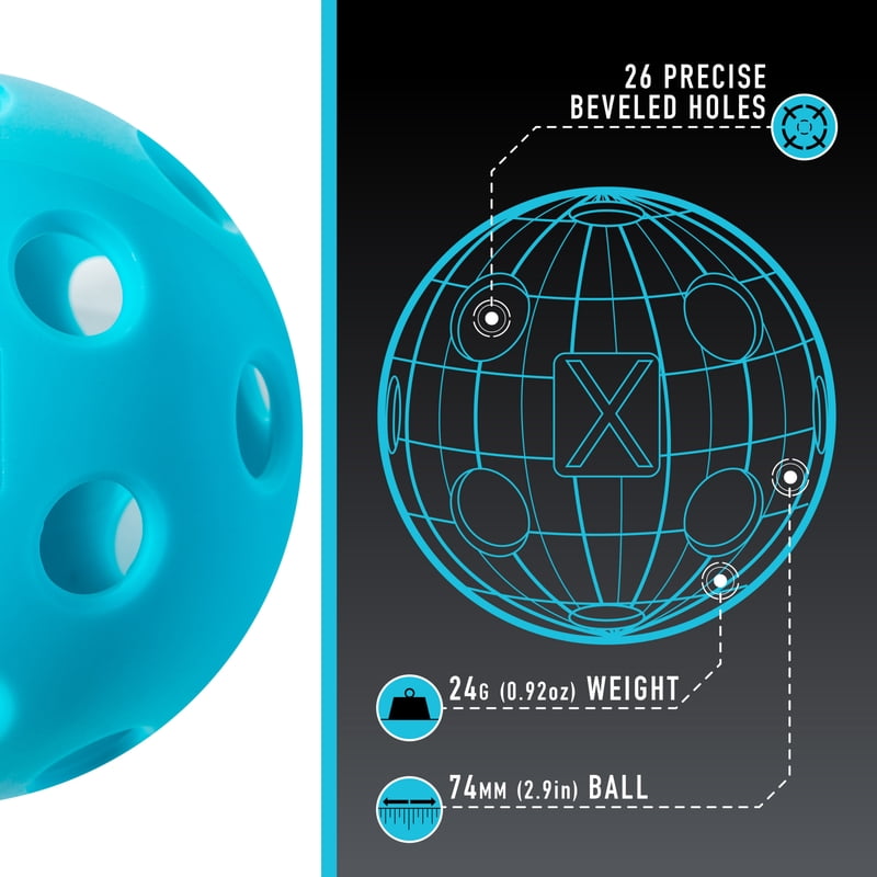 X-26 Indoor Pickleballs - 3 Pack, USAPA Approved Tournament Balls, Neon Blue