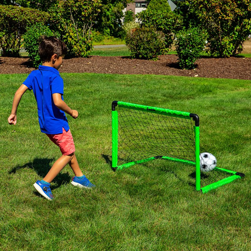 Franklin Sports Kids Mini Soccer Goal Set - Green/Black with Ball & Pump