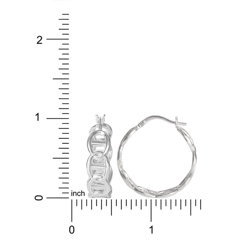 Sterling Silver Mariner Chain Hoop Earrings for Women - Modern Jewelry