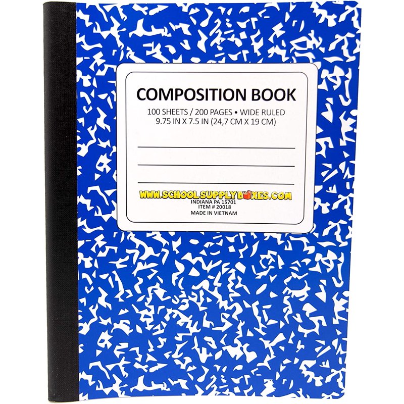 School Supply Composition Books 5-Pack Wide & College Ruled Notebooks