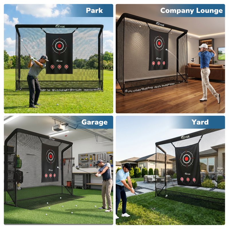 10x7.5ft Golf Practice Net with Target Cloth and Ball Return System