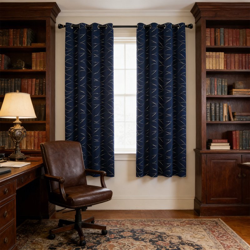 Navy Blue Blackout Curtains for Bedroom & Living Room - 84 Inch Grommet Room Darkening Drapes