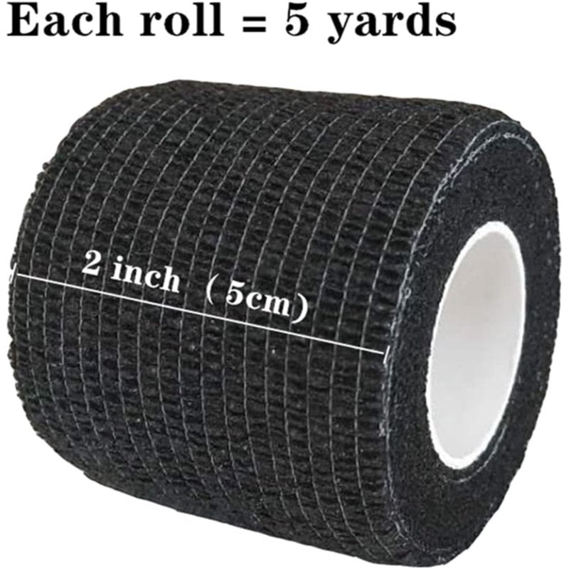Self Adhesive Cohesive Bandage Wrap 2 Inch x 5 Yards - Black, 6 Pack
