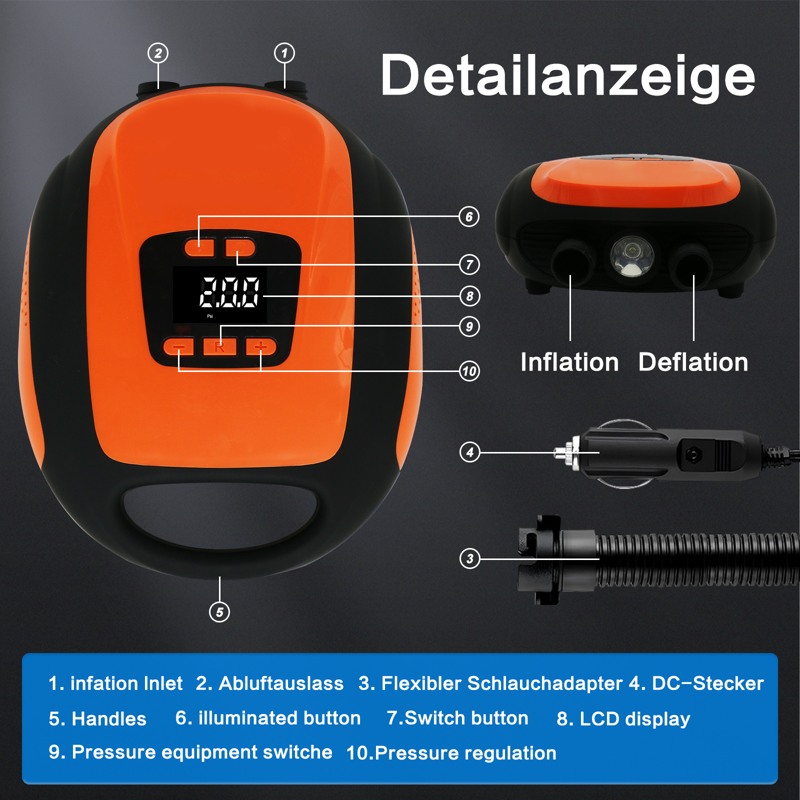Electric SUP Pump for Paddleboards, Kayaks & Inflatables - 20 PSI with Auto-Off
