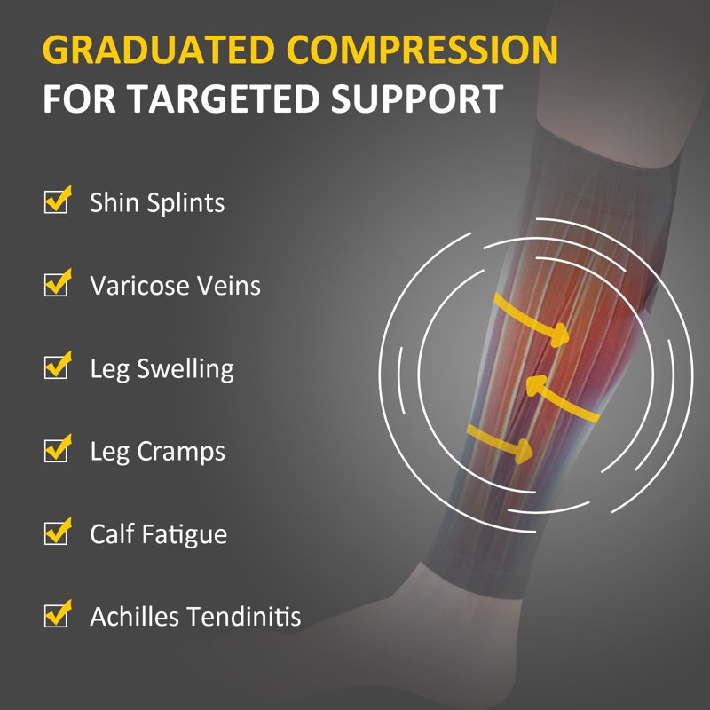 Compression Calf Sleeves for Men & Women - 20-30 mmHg Support Leg Sleeves for Running and Travel