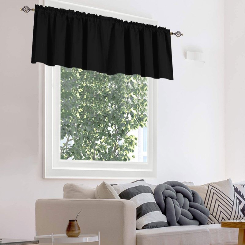 Blackout Window Valance Curtain for Kitchen and Living Room 57x18 Inches