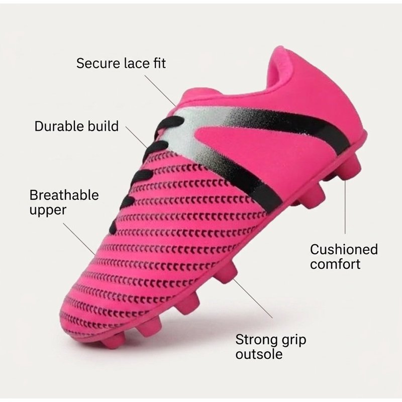 Vizari USA Impact Firm Ground Kids Soccer Cleats - Pink/Silver, 5