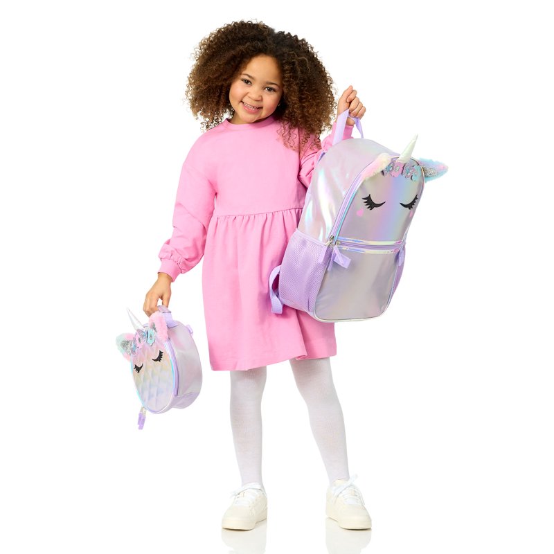 Unicorn Backpack and Lunch Box Set for Kids - 17-Inch School Bag with Insulated Lunchbox