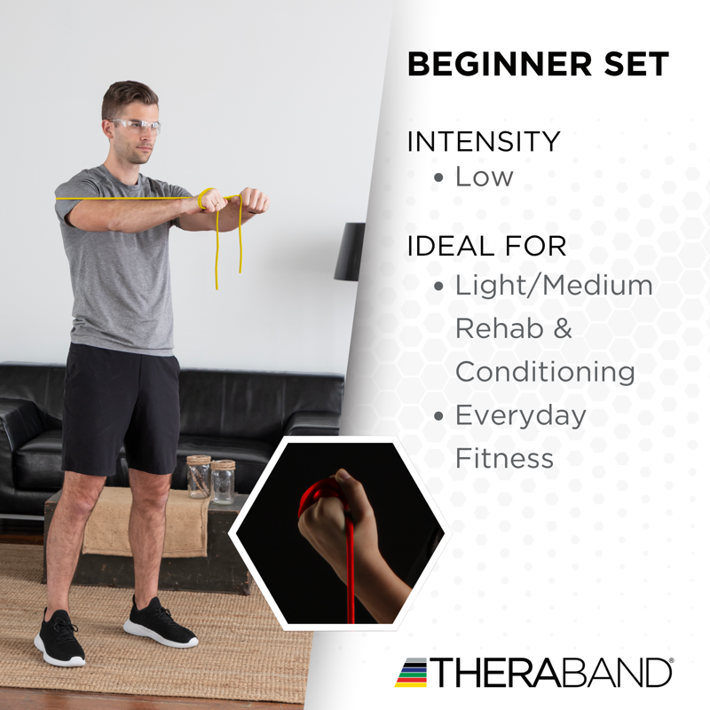 Resistance Tubes Set for Fitness & Physical Therapy - Beginner Color-Coded Bands