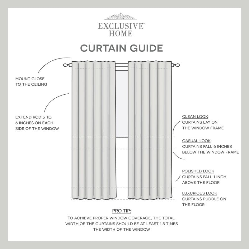 Light Filtering Curtain Panel Pair - Hidden Tab Top, Linen Look, 54x96