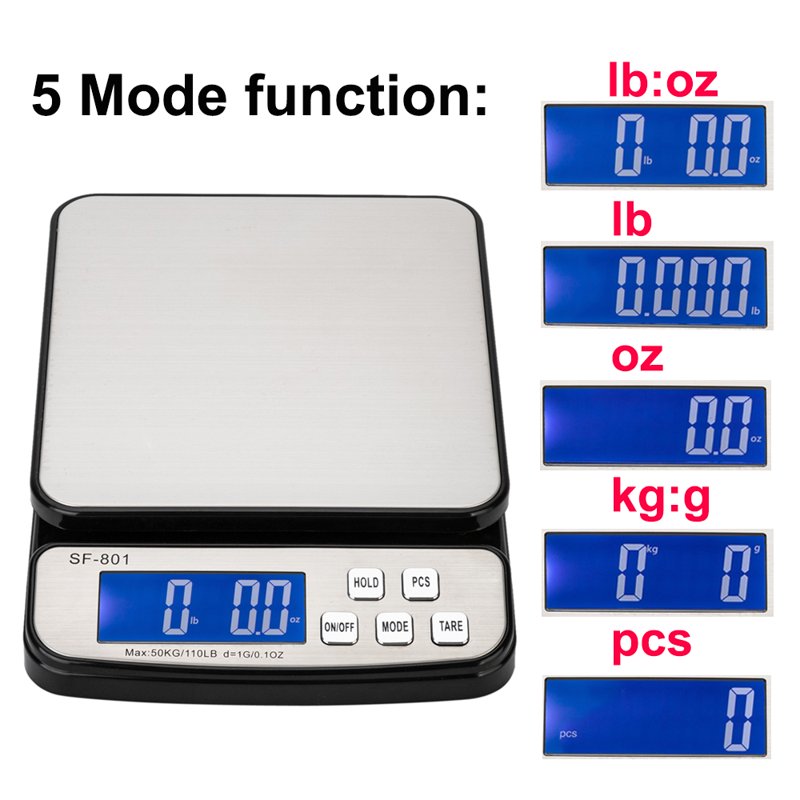 Digital Postal Scale 110 lbs Capacity Stainless Steel Platform for Shipping