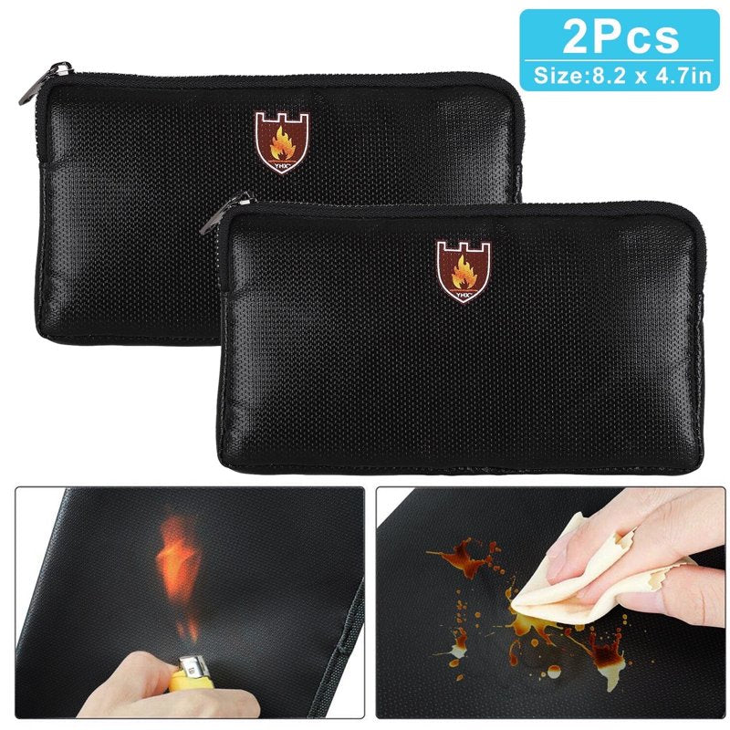 Fireproof Document Bag Set Waterproof Safe Storage Pouch for Valuables