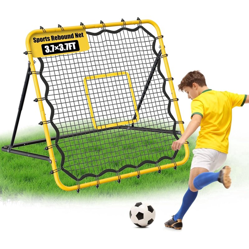 Adjustable Rebound Net for Soccer Baseball Volleyball - 3.7x3.7 ft
