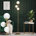 Gold 3-Light Globe Floor Lamp with Frosted Shades - Modern Standing Tree Lamp for Living Room Bedroom