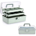 3-Layer Plastic Storage Box with Adjustable Compartments & Handle - Craft Organizer, Medicine, Sewing, Multipurpose