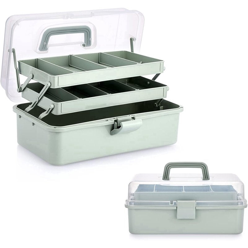 3-Layer Plastic Storage Box with Adjustable Compartments & Handle - Craft Organizer, Medicine, Sewing, Multipurpose
