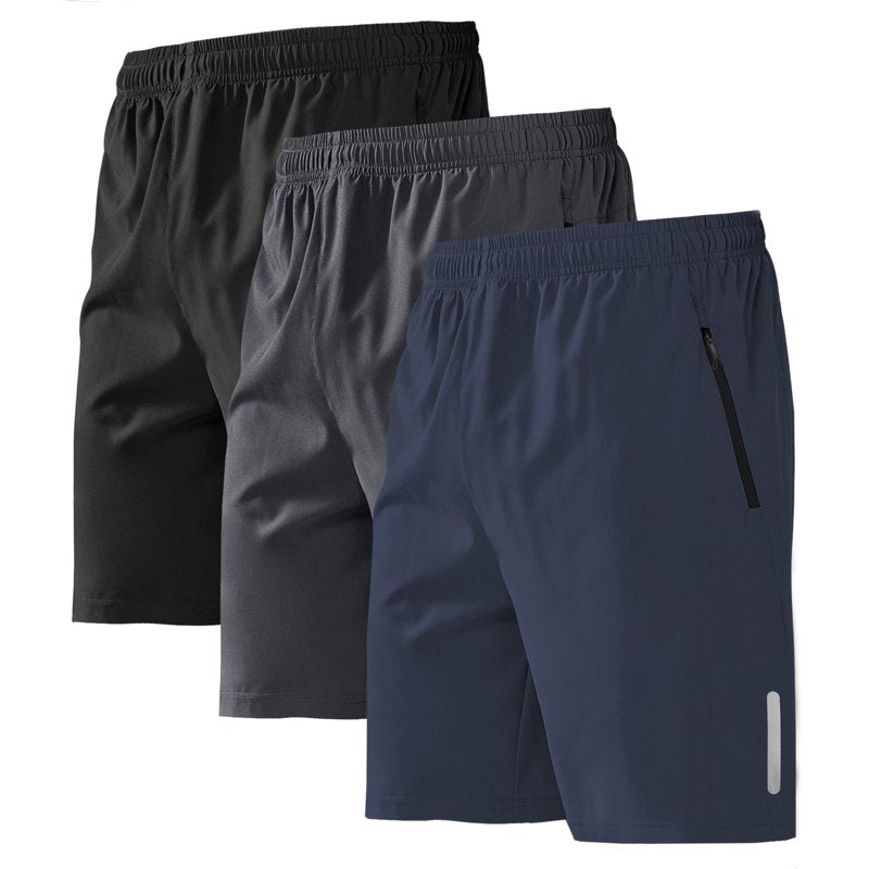 Men's Athletic Shorts Set with Zipper Pockets Quick Dry Workout Sportswear