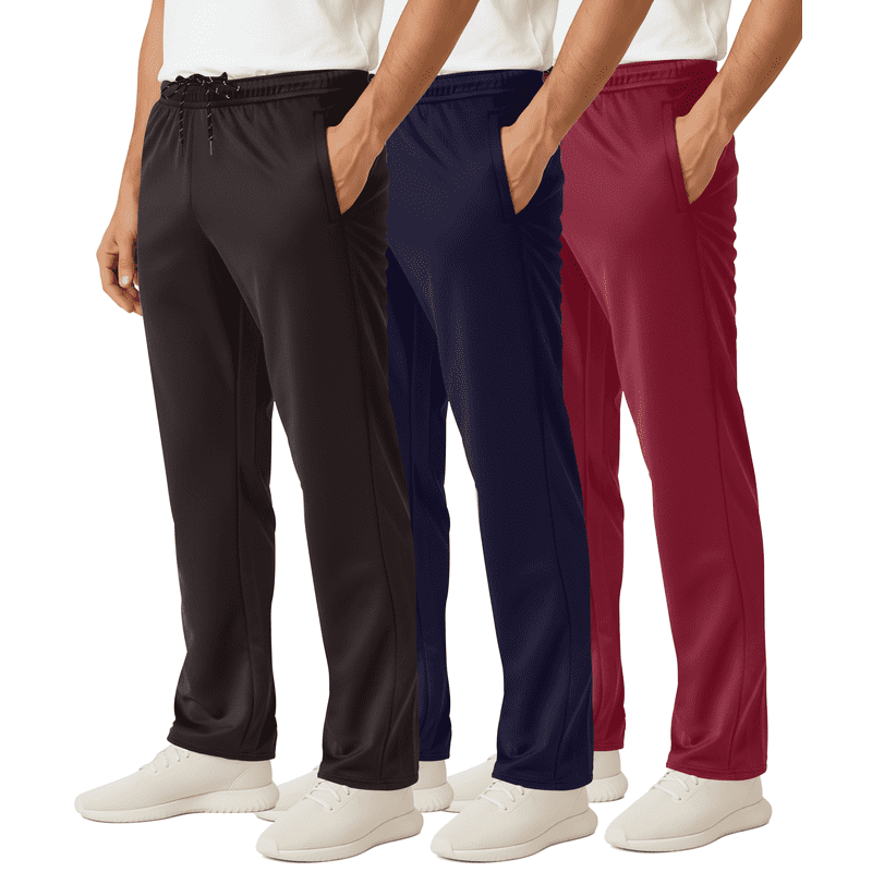 Men's Mesh Open Bottom Lounge & Workout Track Pants - 3 Pack